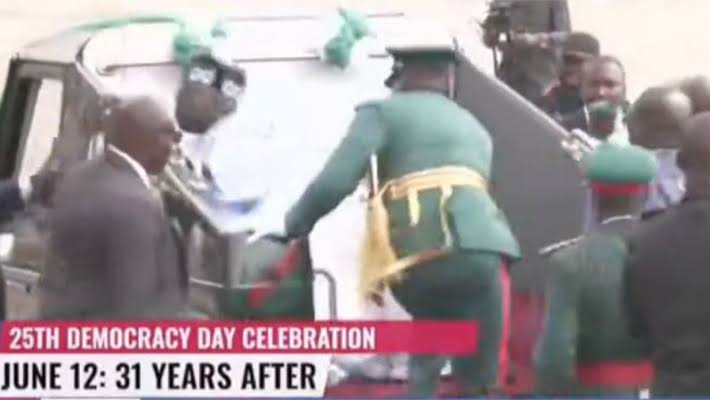June 12: President Tinubu Falls During Democracy Day Parade (Video)